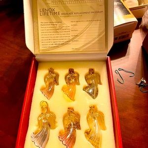 Lenox Assorted Colors Set of 6 Angel Ornaments glass approx 3.24” ea in orig box
